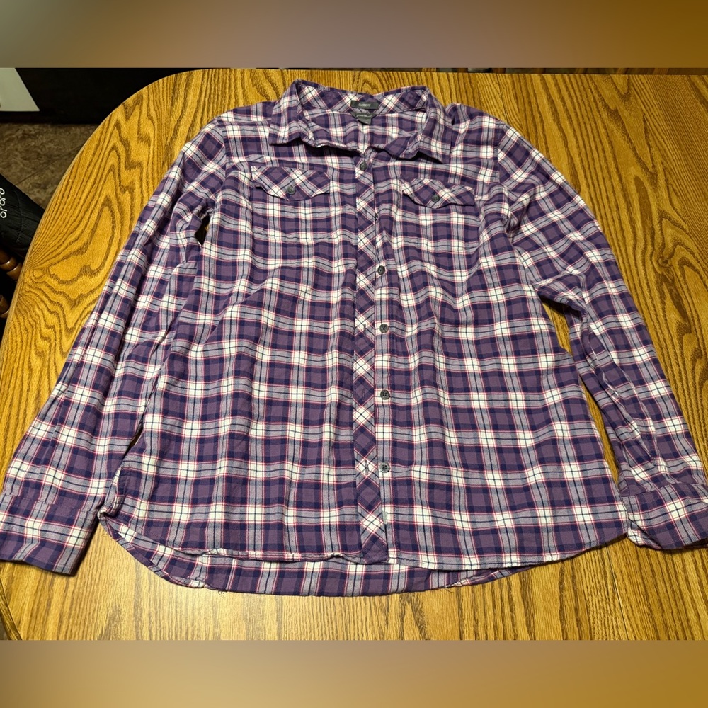Eddie Bauer women’s XL purple plaid flannel